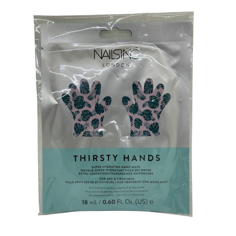 NEW‎ Nails Inc London Thirsty Hands Super Hydrating Hand Mask 18ml Vitamin E NIB